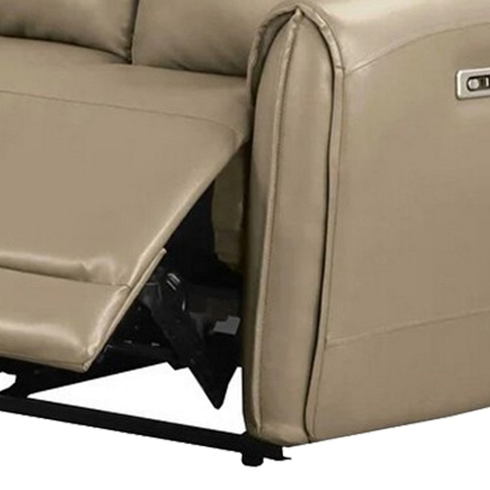 Sily Power Reclining Loveseat | Beige Faux Leather | 57’’ | USB Ports BM340258