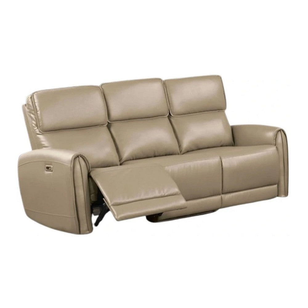 Sily Power Reclining Sofa | Beige Faux Leather | 81" | USB Ports