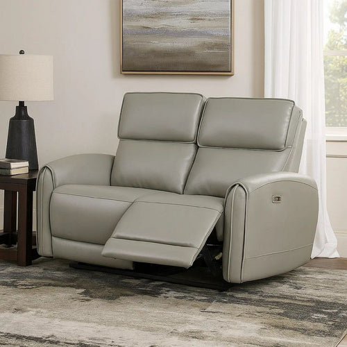 Sily Power Reclining Loveseat | Gray Faux Leather | 57" | USB Ports