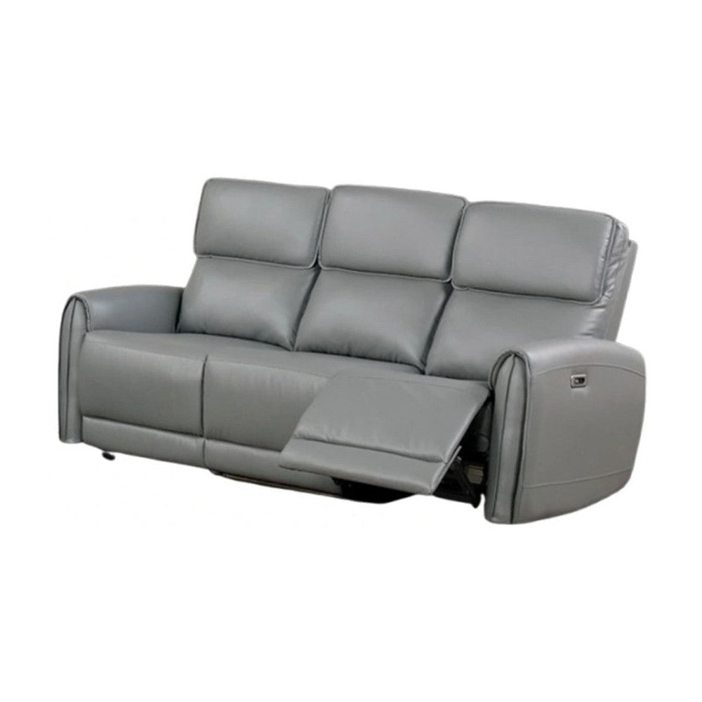 Sily Power Reclining Sofa | Gray Faux Leather | 81’’ | USB Ports BM340261