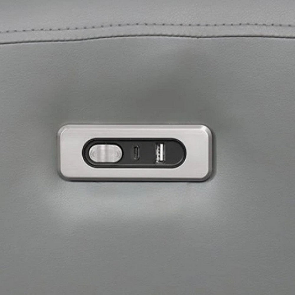 Sily Power Reclining Sofa | Gray Faux Leather | 81’’ | USB Ports BM340261