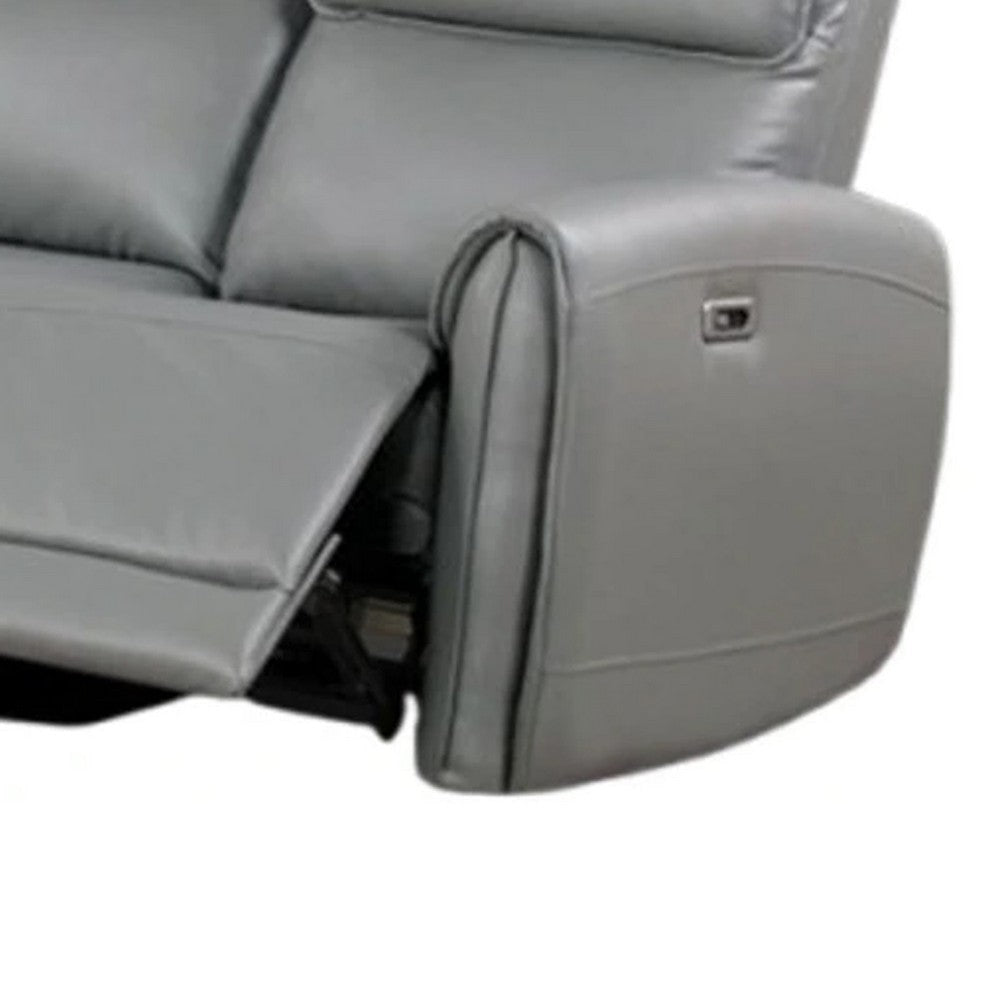 Sily Power Reclining Sofa | Gray Faux Leather | 81’’ | USB Ports BM340261