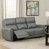 Sily Power Reclining Sofa | Gray Faux Leather | 81" | USB Ports