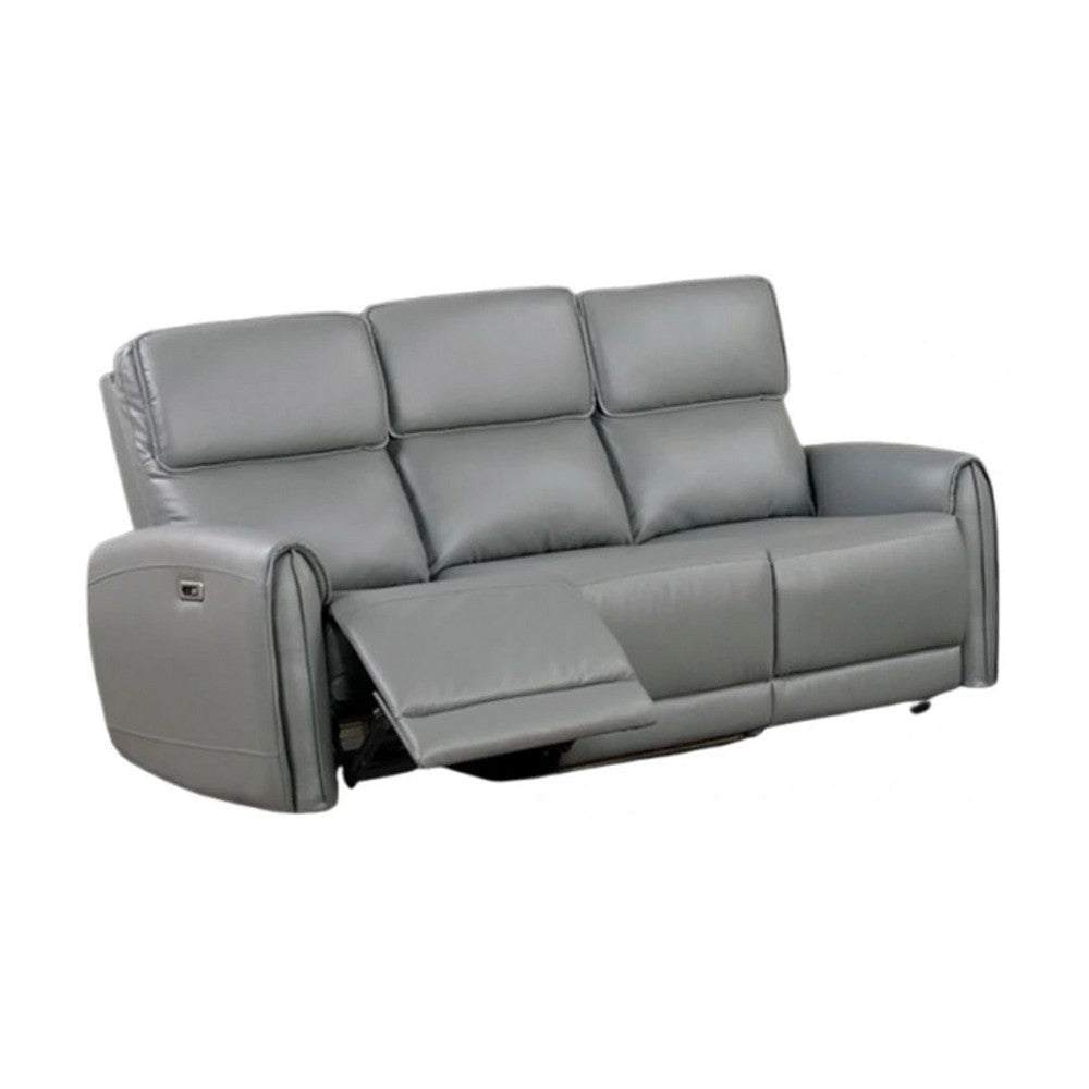 Sily Power Reclining Sofa | Gray Faux Leather | 81" | USB Ports