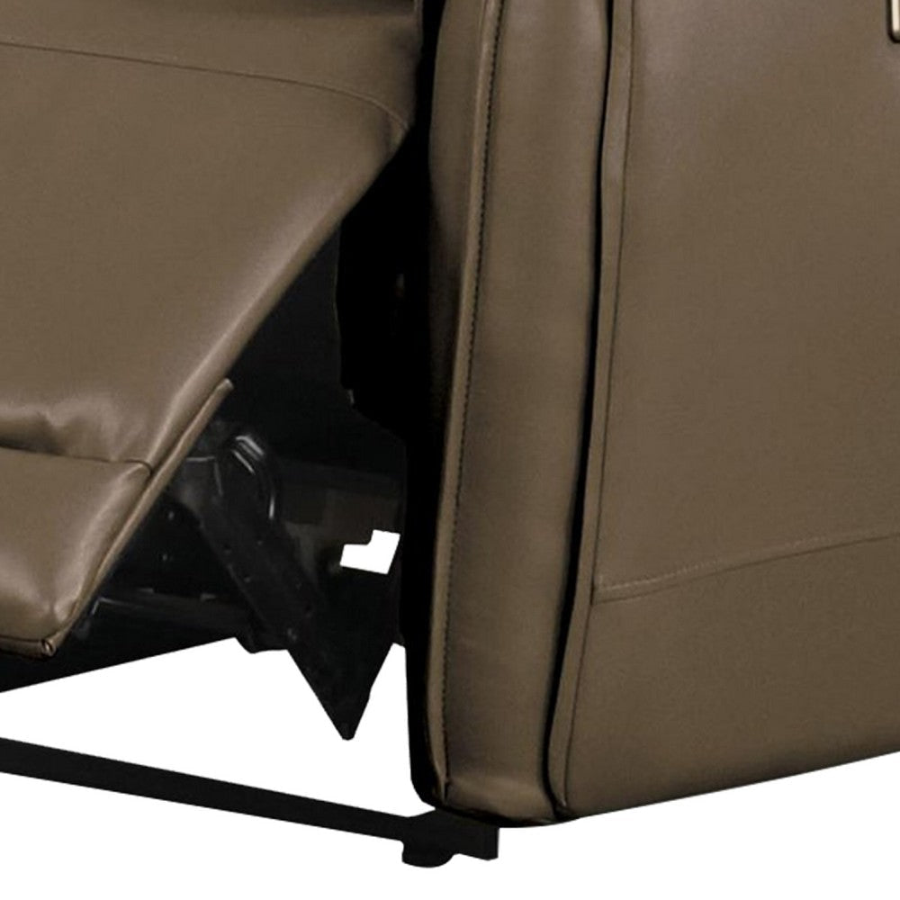 Sily Power Reclining Loveseat | Light Brown Faux Leather | 57’’ | USB BM340262