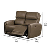 Sily Power Reclining Loveseat | Light Brown Faux Leather | 57’’ | USB BM340262