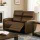 Sily Power Reclining Loveseat | Light Brown Faux Leather | 57" | USB