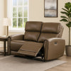 Sily Power Reclining Loveseat | Light Brown Faux Leather | 57" | USB