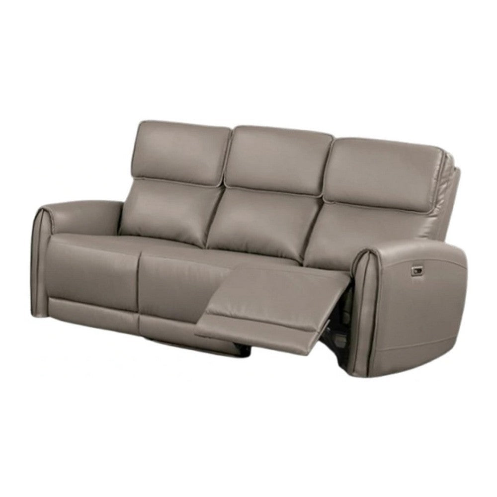 Sily Power Recliner Sofa | Light Brown Faux Leather | 81’’ | USB Ports BM340263