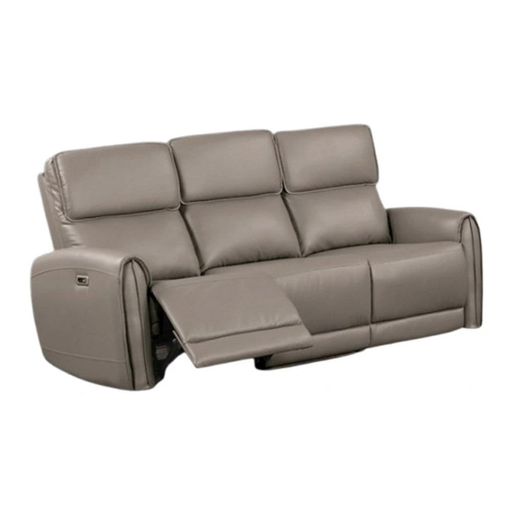 Sily Power Recliner Sofa | Light Brown Faux Leather | 81" | USB Ports