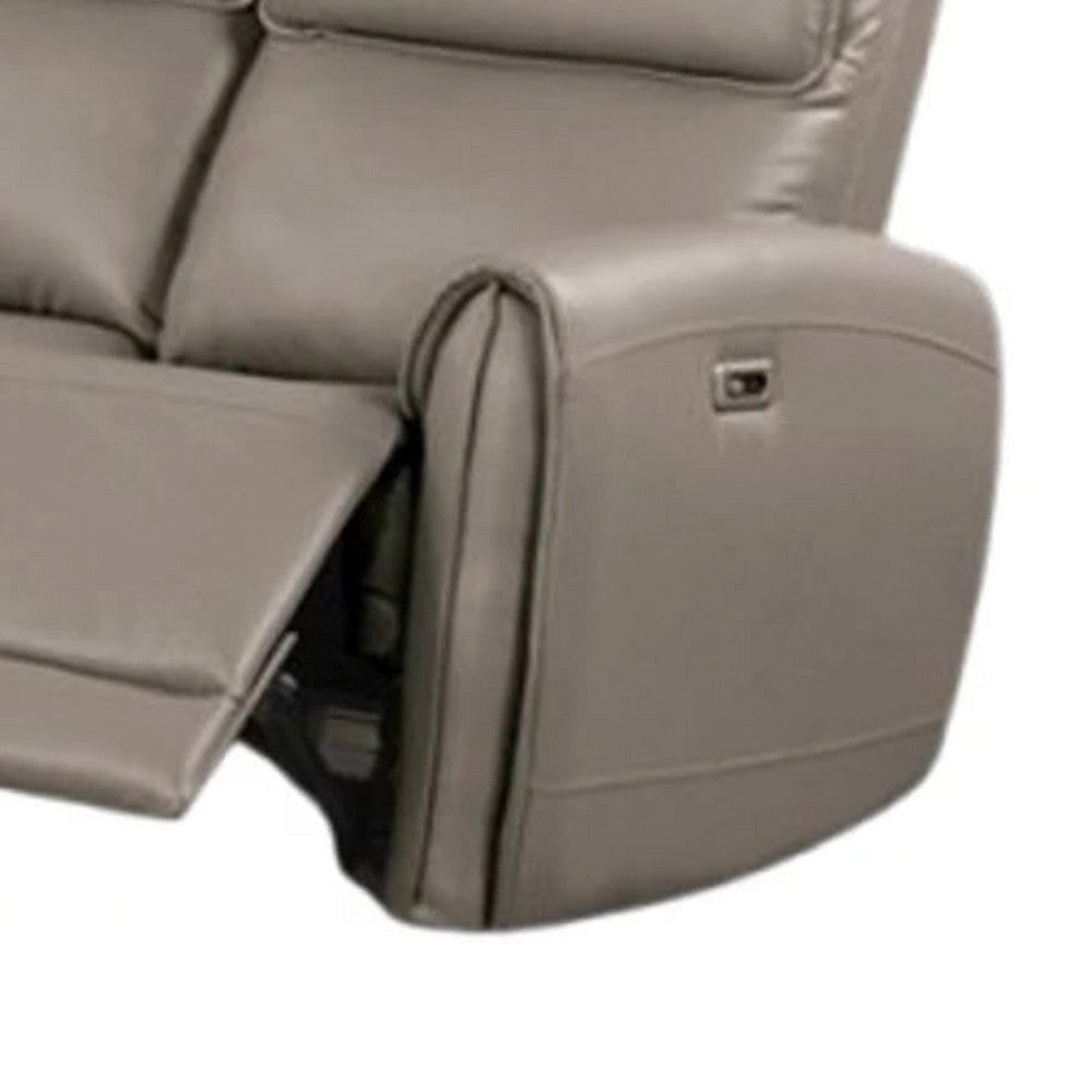 Sily Power Recliner Sofa | Light Brown Faux Leather | 81’’ | USB Ports BM340263