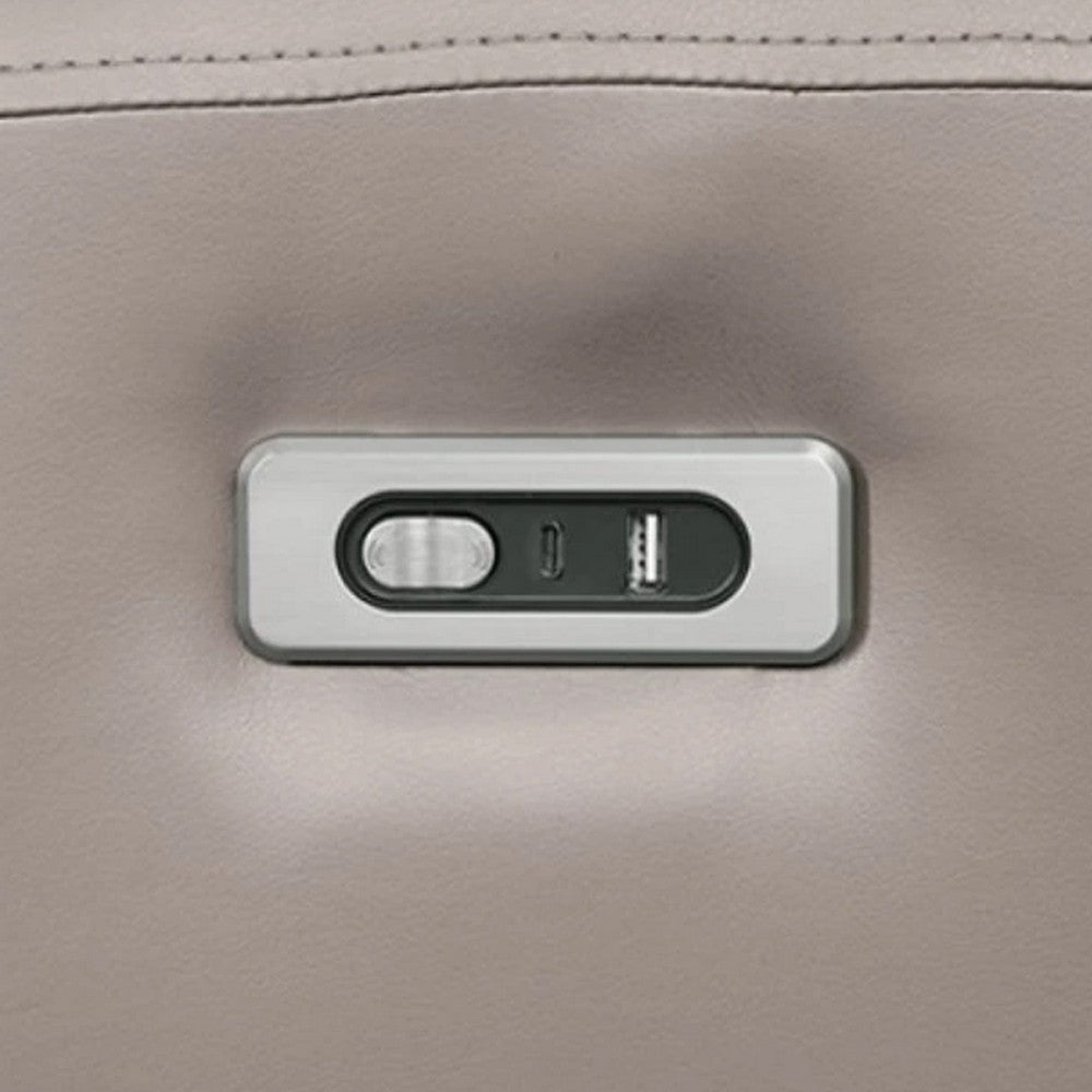 Sily Power Recliner Sofa | Light Brown Faux Leather | 81’’ | USB Ports BM340263