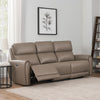 Sily Power Recliner Sofa | Light Brown Faux Leather | 81" | USB Ports