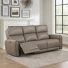 Sily Power Recliner Sofa | Light Brown Faux Leather | 81" | USB Ports