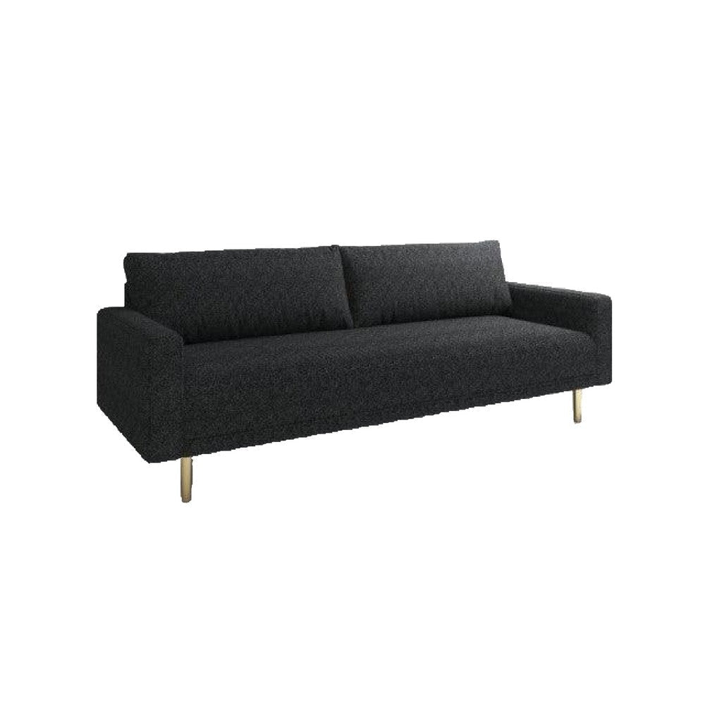 Remy Sofa | Black Boucle | Bench Style Seat with Track Arms | 83"