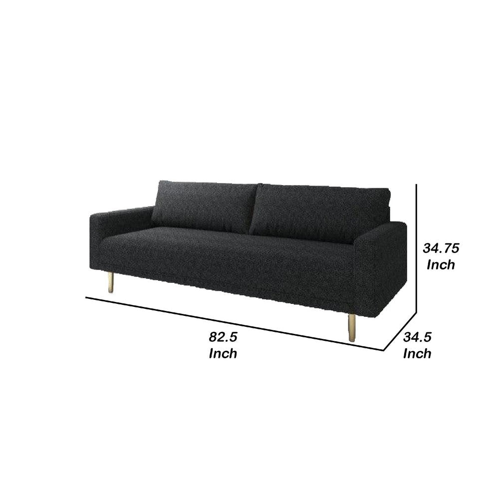 Remy Sofa | Black Boucle | Bench Style Seat with Track Arms | 83’’ BM340264