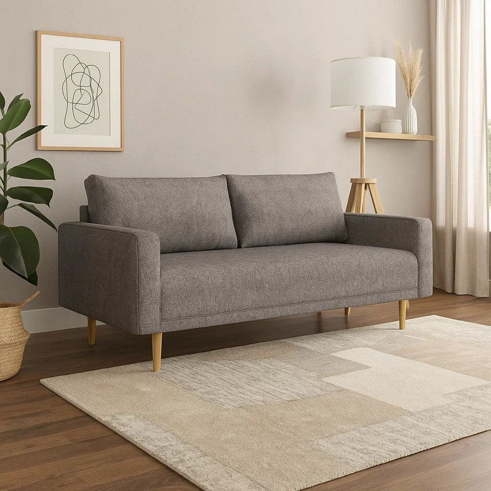 Remy Sofa | Gray Boucle | Bench Style Seat with Track Arms | 83"