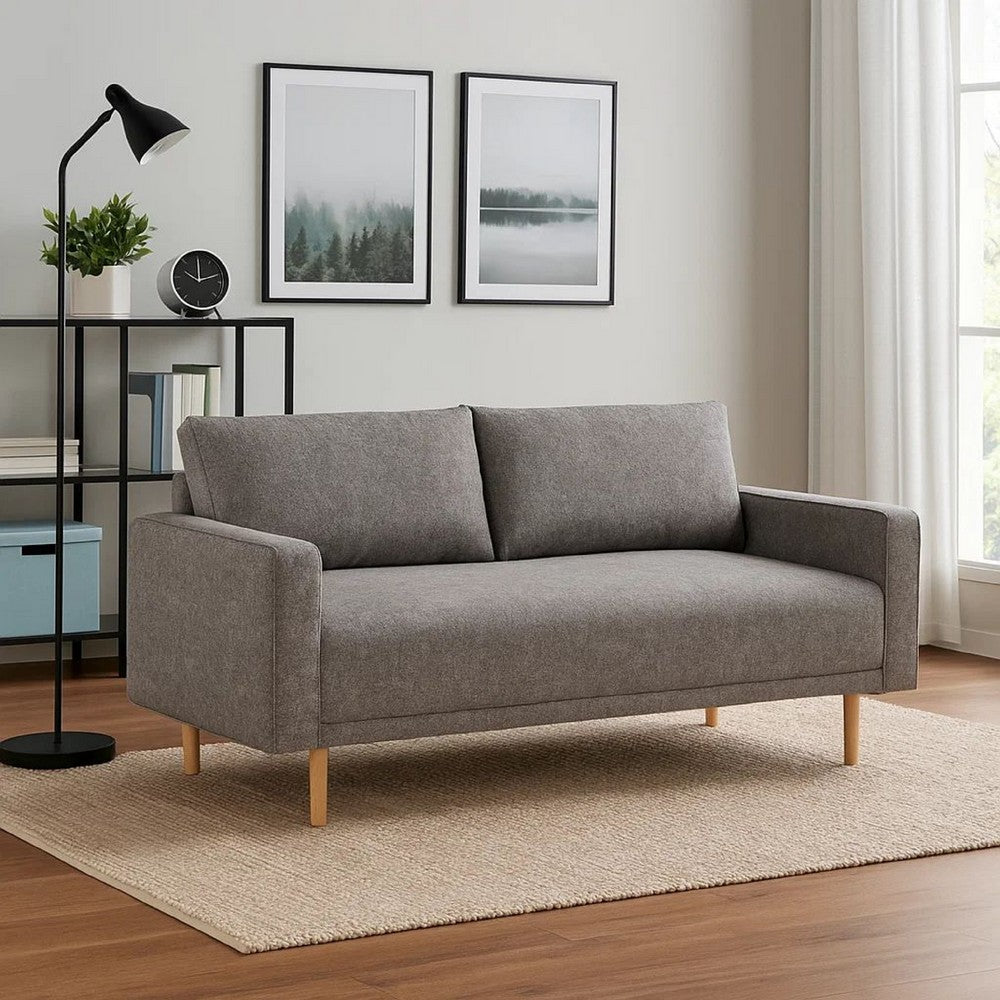 Remy Sofa | Gray Boucle | Bench Style Seat with Track Arms | 83"
