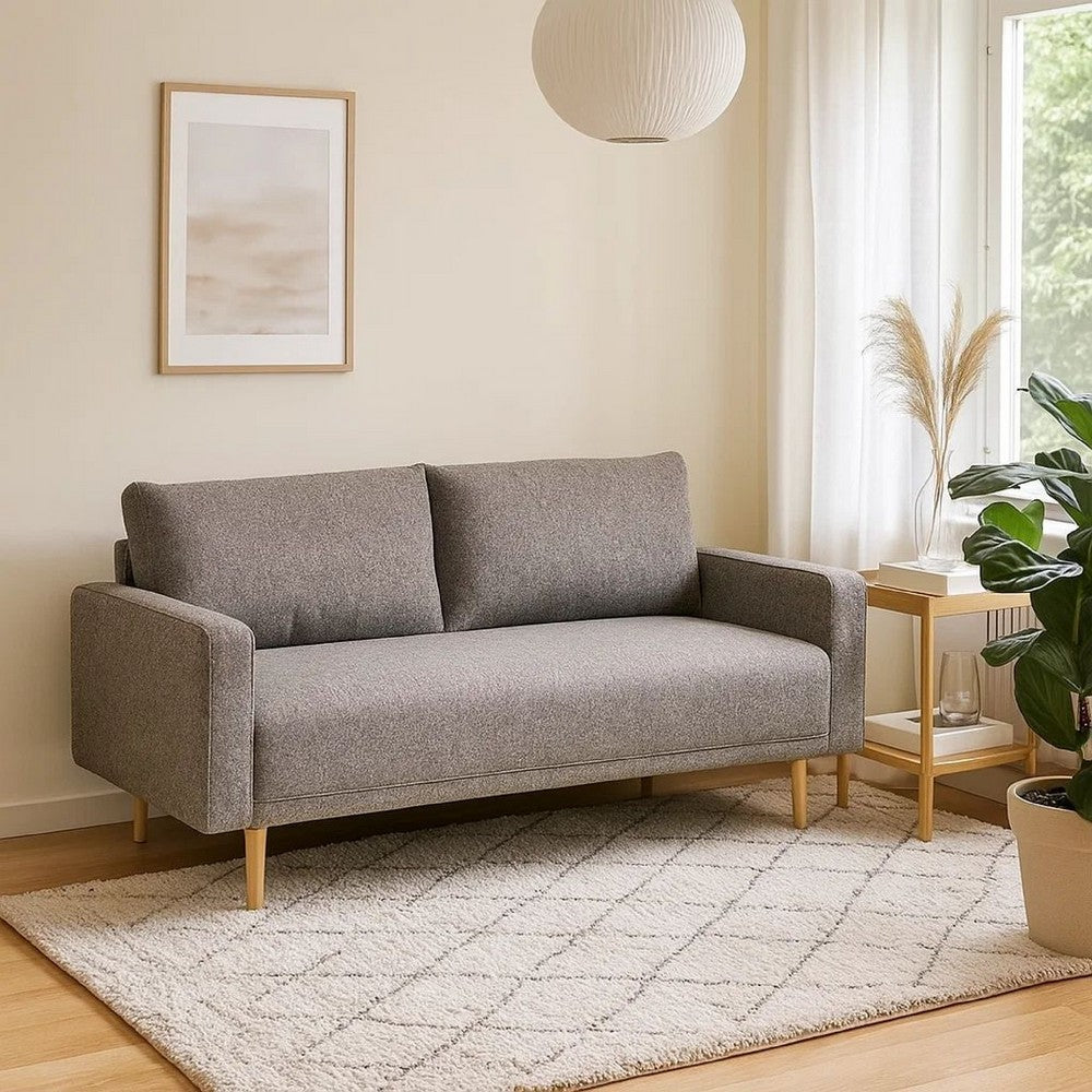 Remy Sofa | Gray Boucle | Bench Style Seat with Track Arms | 83"