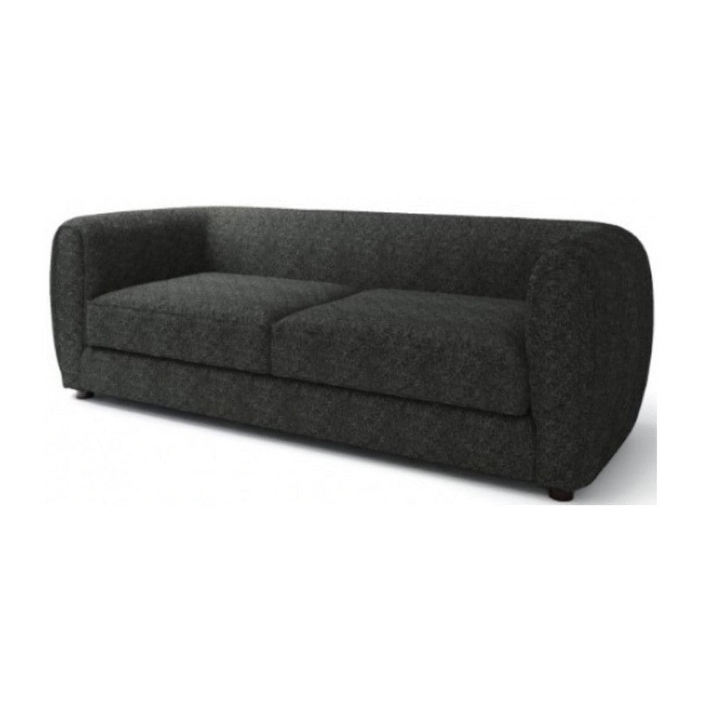 Dly Retro Sofa | Black Boucle Seat | Welt Trims | 87’’ | Tuxedo Style BM340268