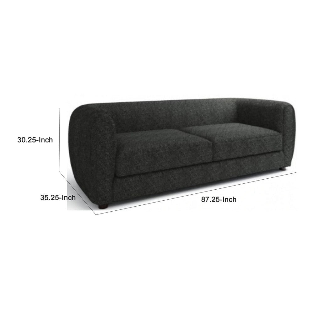 Dly Retro Sofa | Black Boucle Seat | Welt Trims | 87’’ | Tuxedo Style BM340268