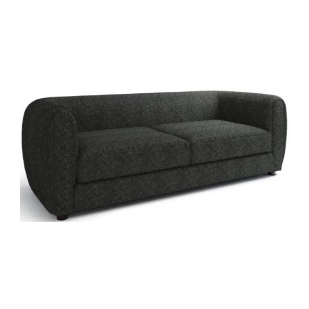 Dly Retro Sofa | Black Boucle Seat | Welt Trims | 87" | Tuxedo Style