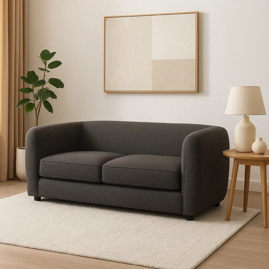 Dly Retro Loveseat | Gray Boucle Seat | Welt Trim | 68" Tuxedo Style