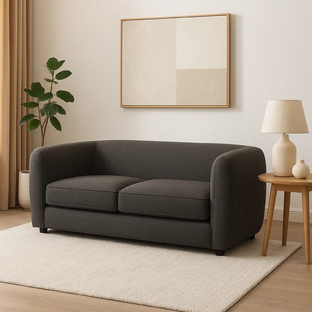 Dly Retro Loveseat | Gray Boucle Seat | Welt Trim | 68" Tuxedo Style