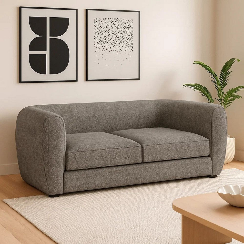 Dly Retro Sofa | Gray Boucle Seat | Welt Trim | 87" Tuxedo Style