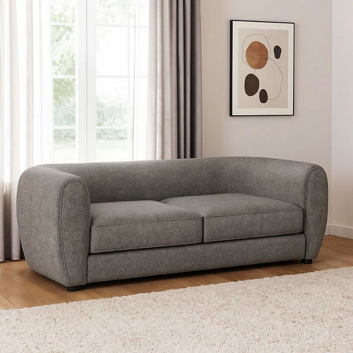 Dly Retro Sofa | Gray Boucle Seat | Welt Trim | 87" Tuxedo Style