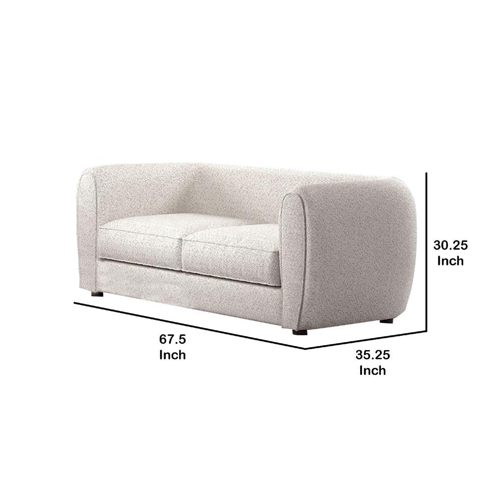 Dly Loveseat | Off White Boucle Seat | Welt Trim | 68’’ Tuxedo Style BM340271