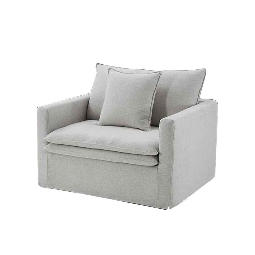 Rutu Accent Oversize Armchair | 1 Throw Pillow | Light Gray Padded Linen BM340275