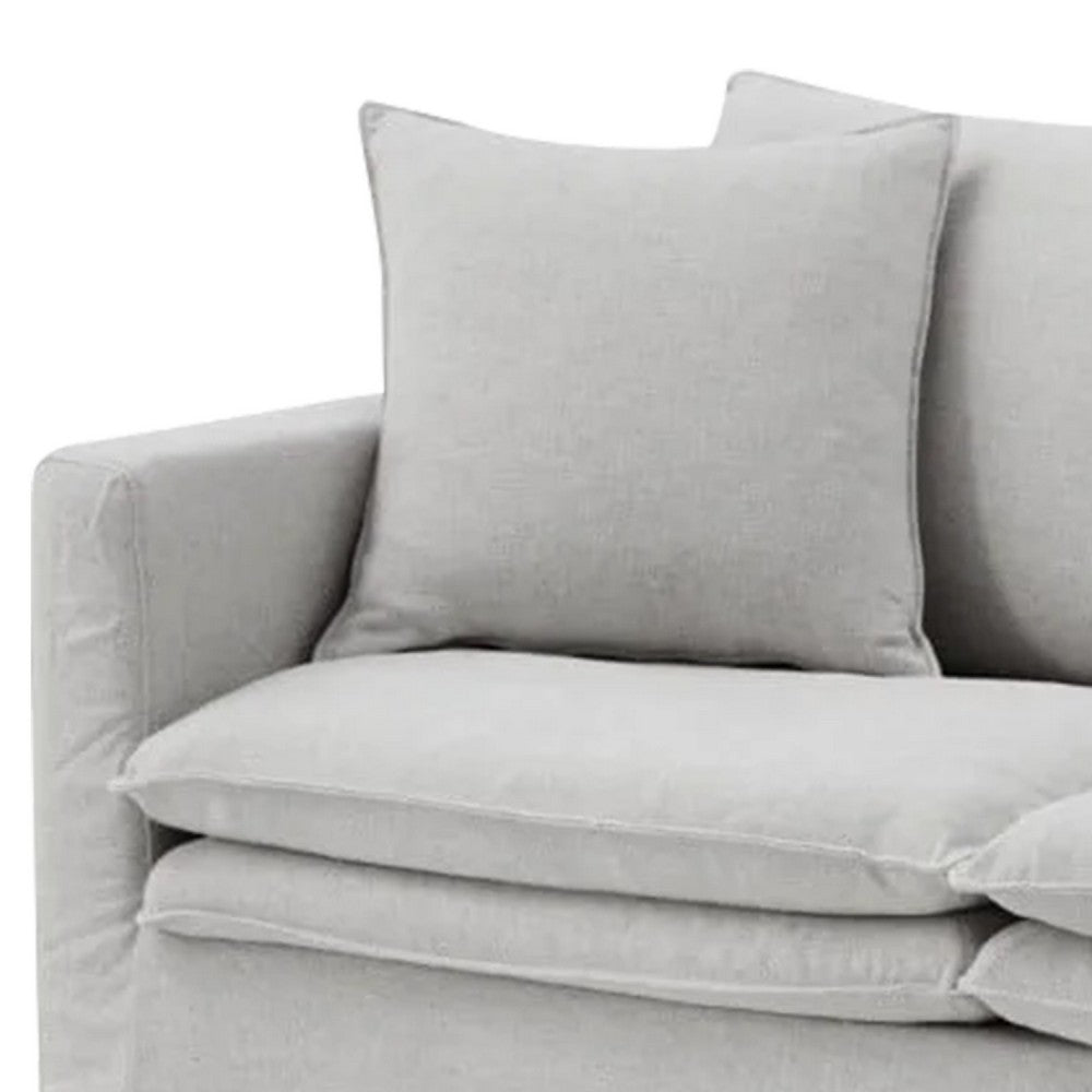 Rutu Loveseat | 2 Accent Pillows | Light Gray Padded Linen | 68"