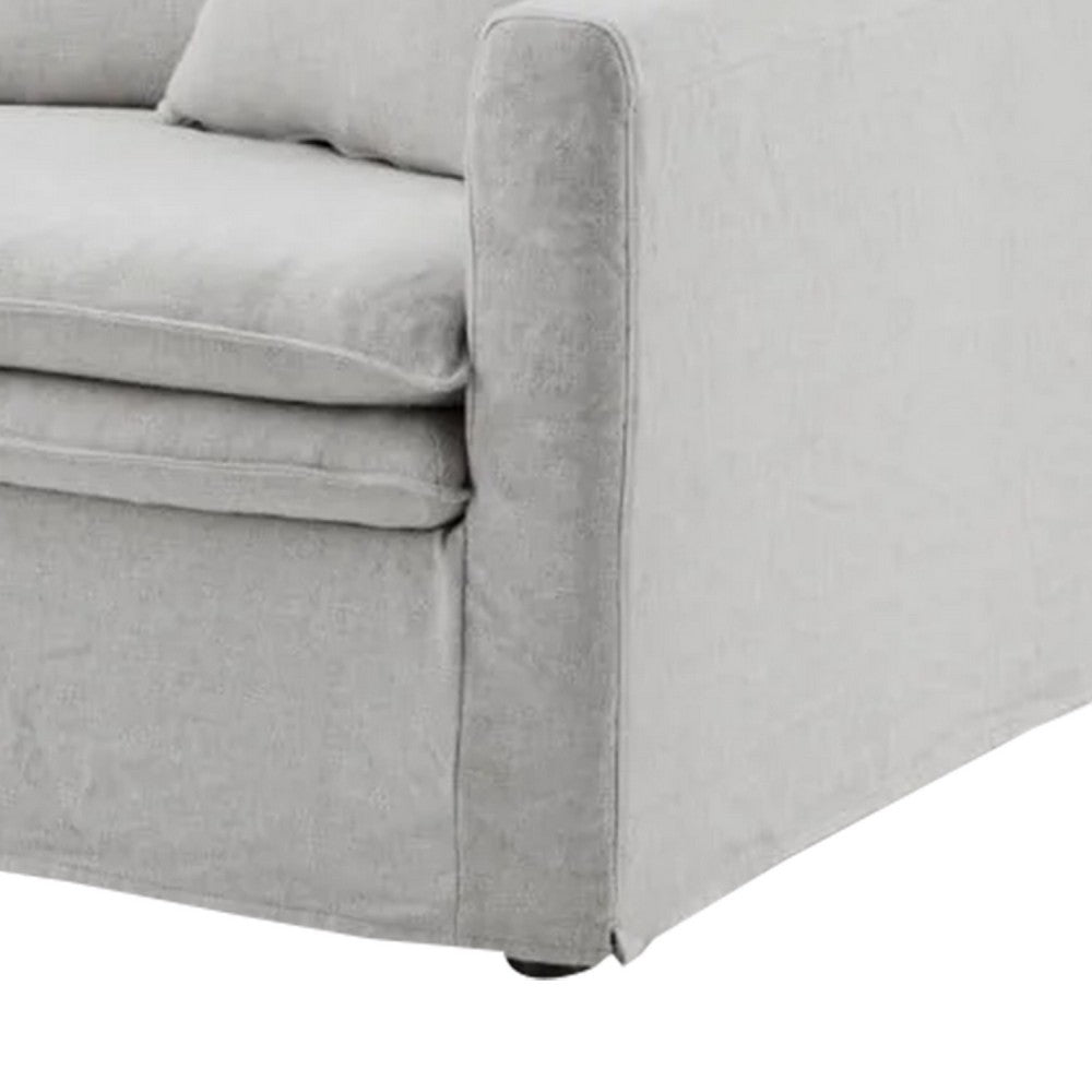 Rutu Loveseat | 2 Accent Pillows | Light Gray Padded Linen | 68"