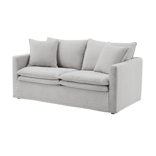 Rutu Loveseat | 2 Accent Pillows | Light Gray Padded Linen | 68"