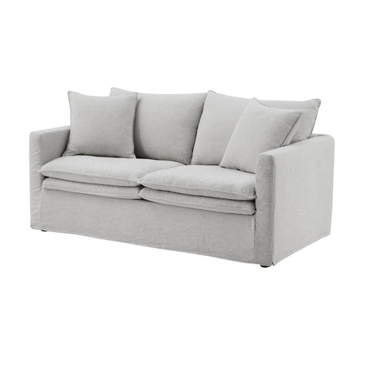 Rutu Loveseat | 2 Accent Pillows | Light Gray Padded Linen | 68"