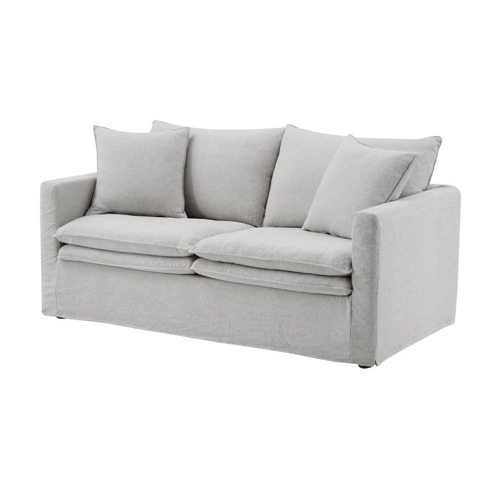 Rutu Loveseat | 2 Accent Pillows | Light Gray Padded Linen | 68"