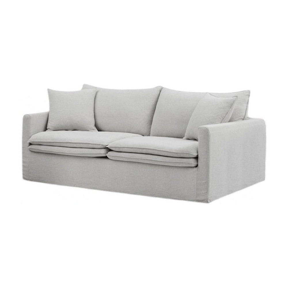 Rutu Sofa | 2 Accent Pillows | Light Gray Padded Linen | 84’’ BM340277