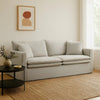 Rutu Sofa | 2 Accent Pillows | Light Gray Padded Linen | 84"