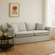 Rutu Sofa | 2 Accent Pillows | Light Gray Padded Linen | 84"