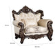 Puhi Accent Armchair w Lumbar Pillow | Beige Fabric | Ornate Carved Wood BM340278
