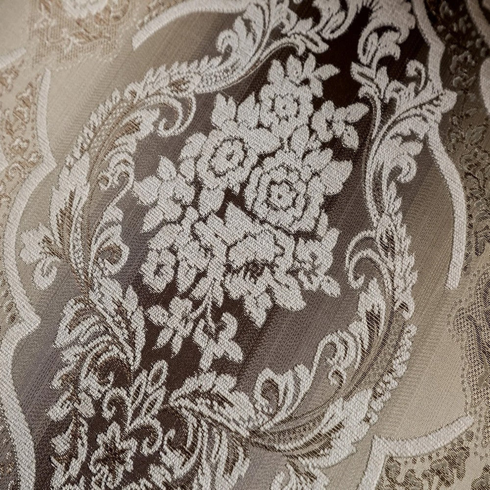 Puhi Loveseat w Accent Pillows | Beige Fabric | Ornate Carved Wood | 70’’ BM340279