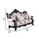 Puhi Loveseat w Accent Pillows | Beige Fabric | Ornate Carved Wood | 70’’ BM340279