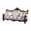 Puhi Sofa w Accent Pillows | Beige Fabric | Ornate Carved Wood| 95’’ BM340280