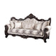Puhi Sofa w Accent Pillows | Beige Fabric | Ornate Carved Wood| 95’’ BM340280