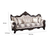 Puhi Sofa w Accent Pillows | Beige Fabric | Ornate Carved Wood| 95’’ BM340280