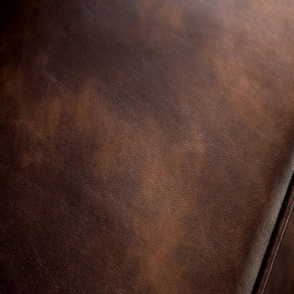 Puhi Loveseat w Accent Pillows | Brown Faux Leather | Ornate Carved 70’’ BM340281