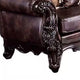 Puhi Loveseat w Accent Pillows | Brown Faux Leather | Ornate Carved 70’’ BM340281