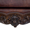 Puhi Sofa | Brown Faux Leather | Ornate Carved Dark Cherry Wood | 95’’ BM340282
