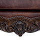 Puhi Sofa | Brown Faux Leather | Ornate Carved Dark Cherry Wood | 95’’ BM340282